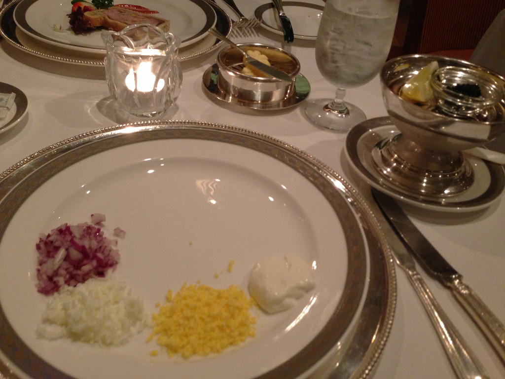 Caviar in Queens Grill on Cunard Queen Mary 2