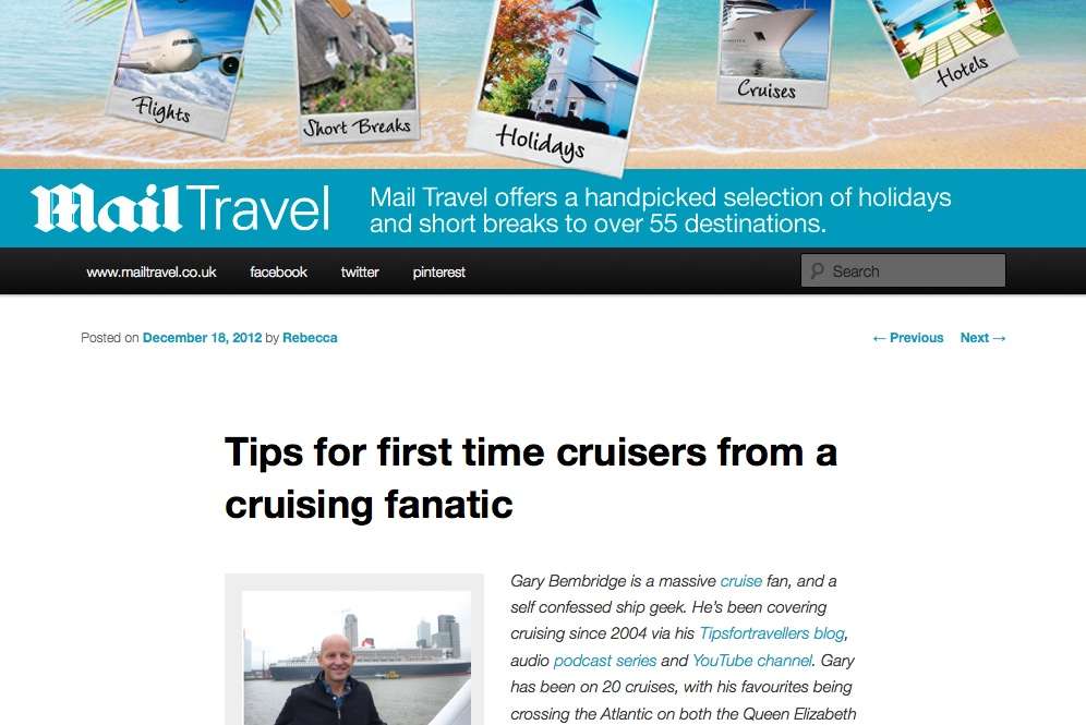 Dail Mail Travel Gary Bembridge: Tips for first time cruisers