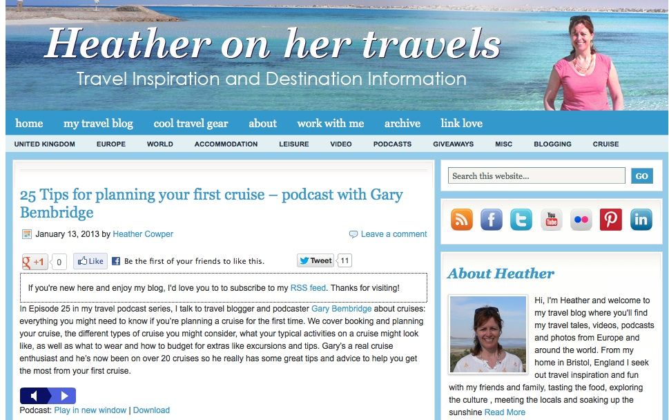 25 Tips for First Time Cruisers with Gary Bembridge by Heather on her Travels