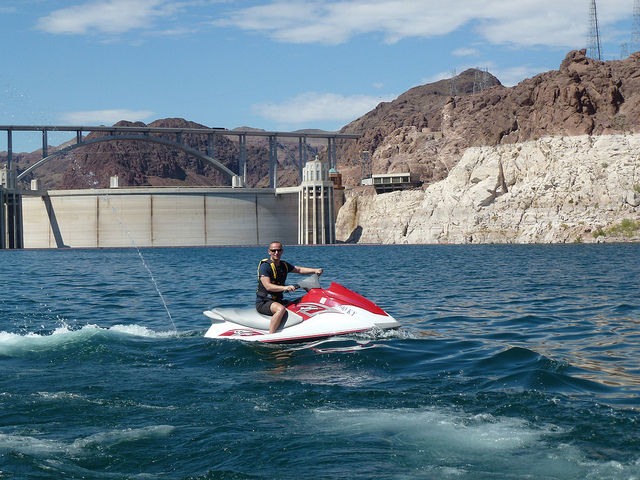 Jet Skiing on Lake Mead at Hoover Dam Wall