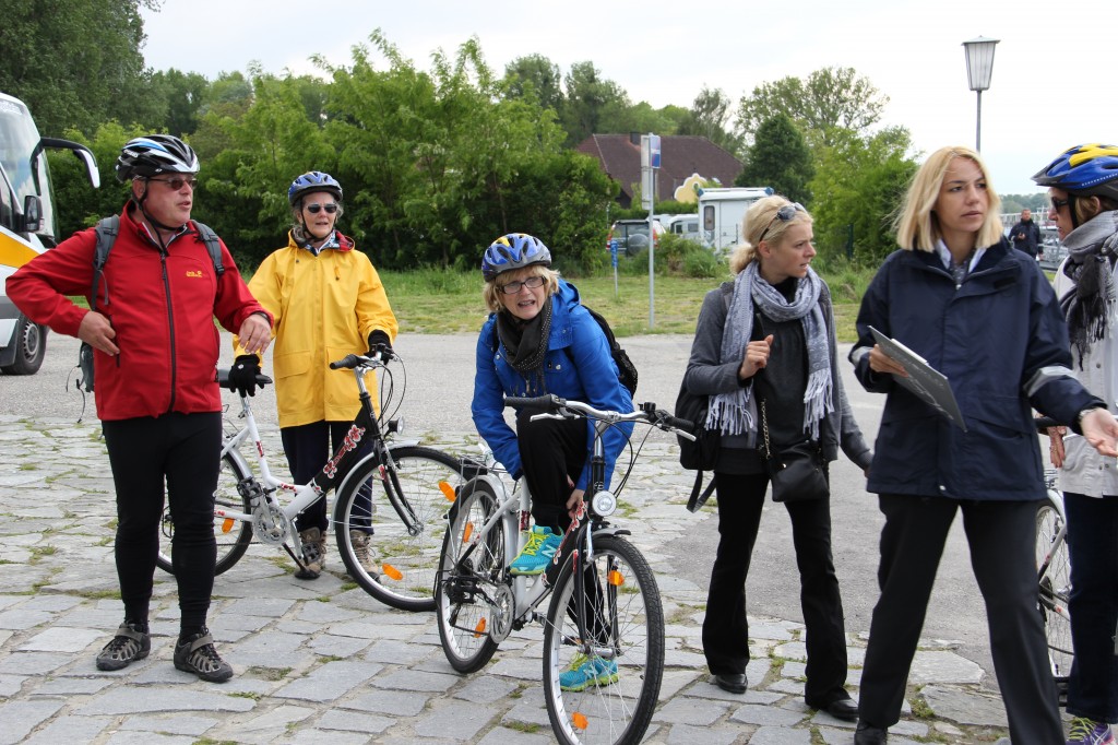 Uniworld Danube River Cruise guests prepare to cycle 17 miles from Melk to Durnstein in Austria