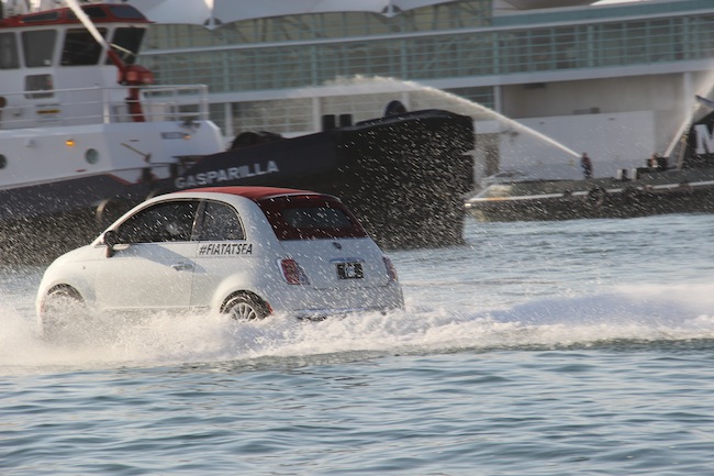 #FiatAtSea Fiat 500s racing around the MSC DIvina in Miami