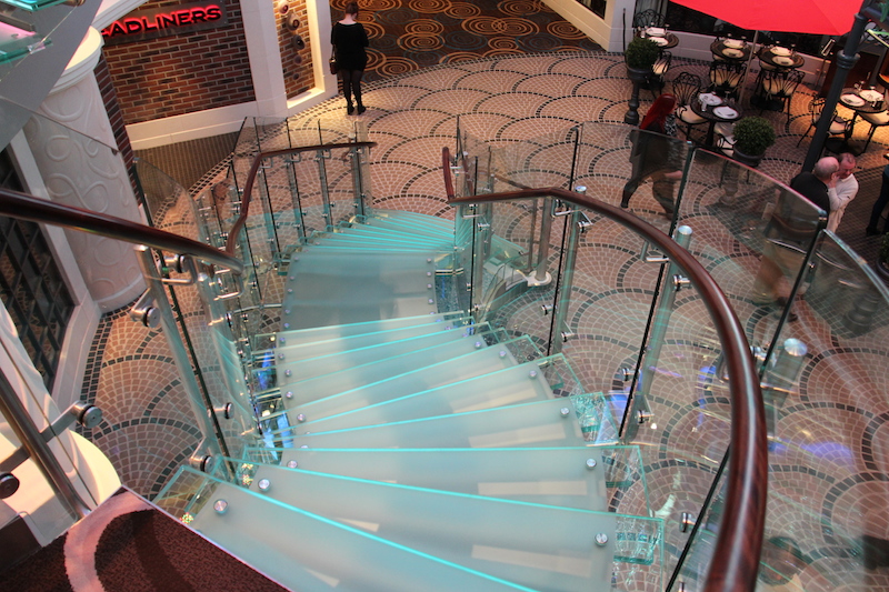 Norwegian Getaway Cruise Ship Glass Staircases that go from Deck Eight to Deck Six