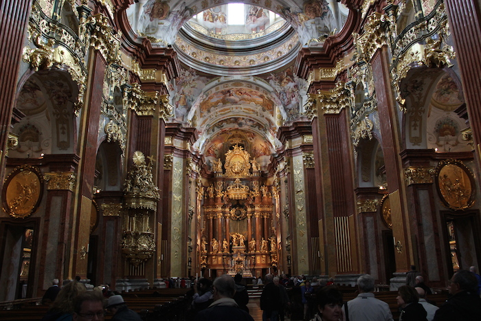 Inside Melk Monastery Abbey - very rich Baroque style