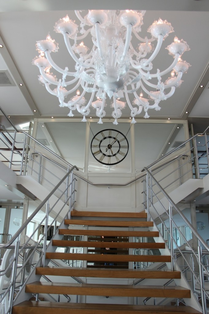 Uniworld River Beatrice Lobby Stairs and Chandelier