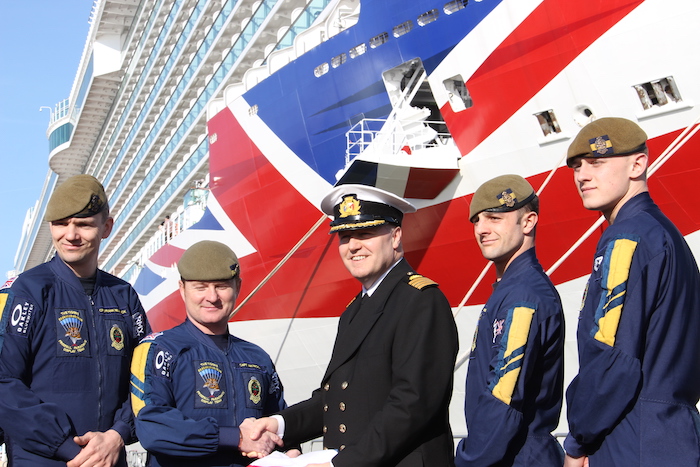 P&O Cruises Britannia Captain and Parachute Team