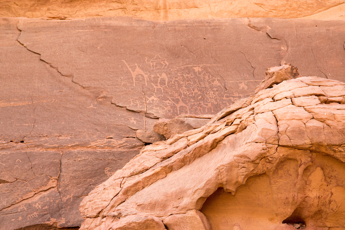 Rock Paintings Wadi Rum Desert Jordan