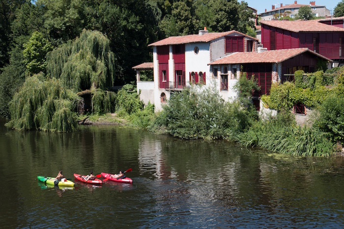 Kayaks in the river passing through Clisson France