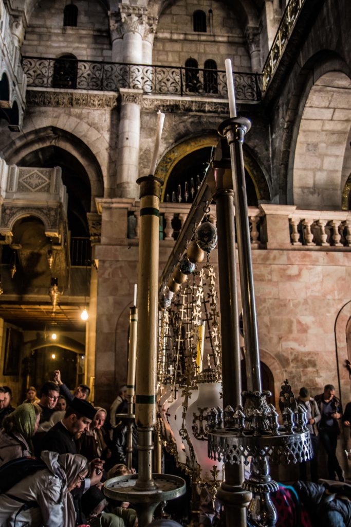 Stone of Anointing in Church of the Holy Sepulchre Jerusalem Israel