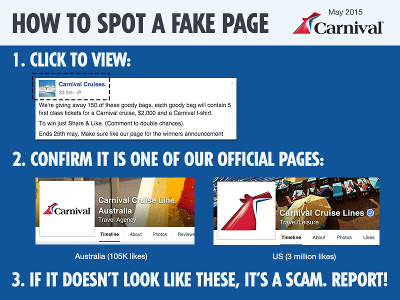 cruise scams how to identify a real page