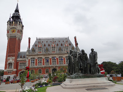 Calais Town Hall + Rodin's Six Burghers Monument 
