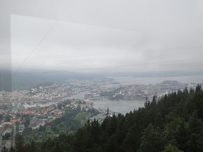 View of Bergen half way up Ulrike Mountain Cable Car